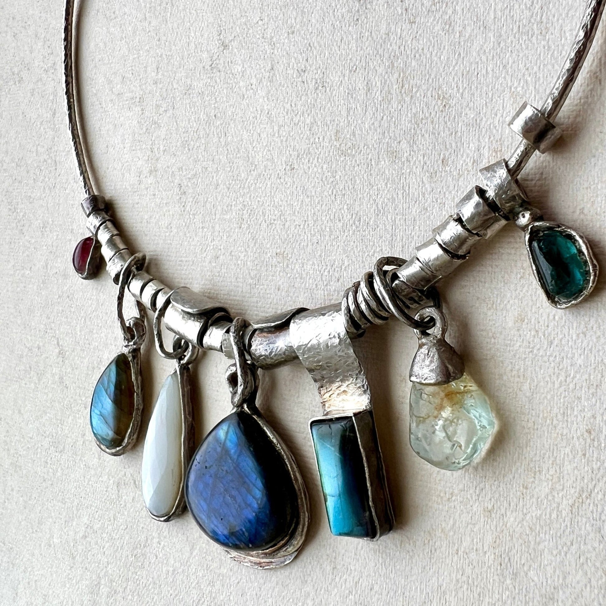 Aurora of the Six: Silver bohemian necklace - 6 elements Studio