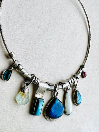 Aurora of the Six: Silver bohemian necklace - 6 elements Studio