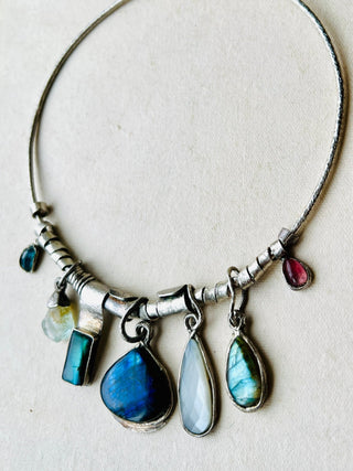 Aurora of the Six: Silver bohemian necklace - 6 elements Studio