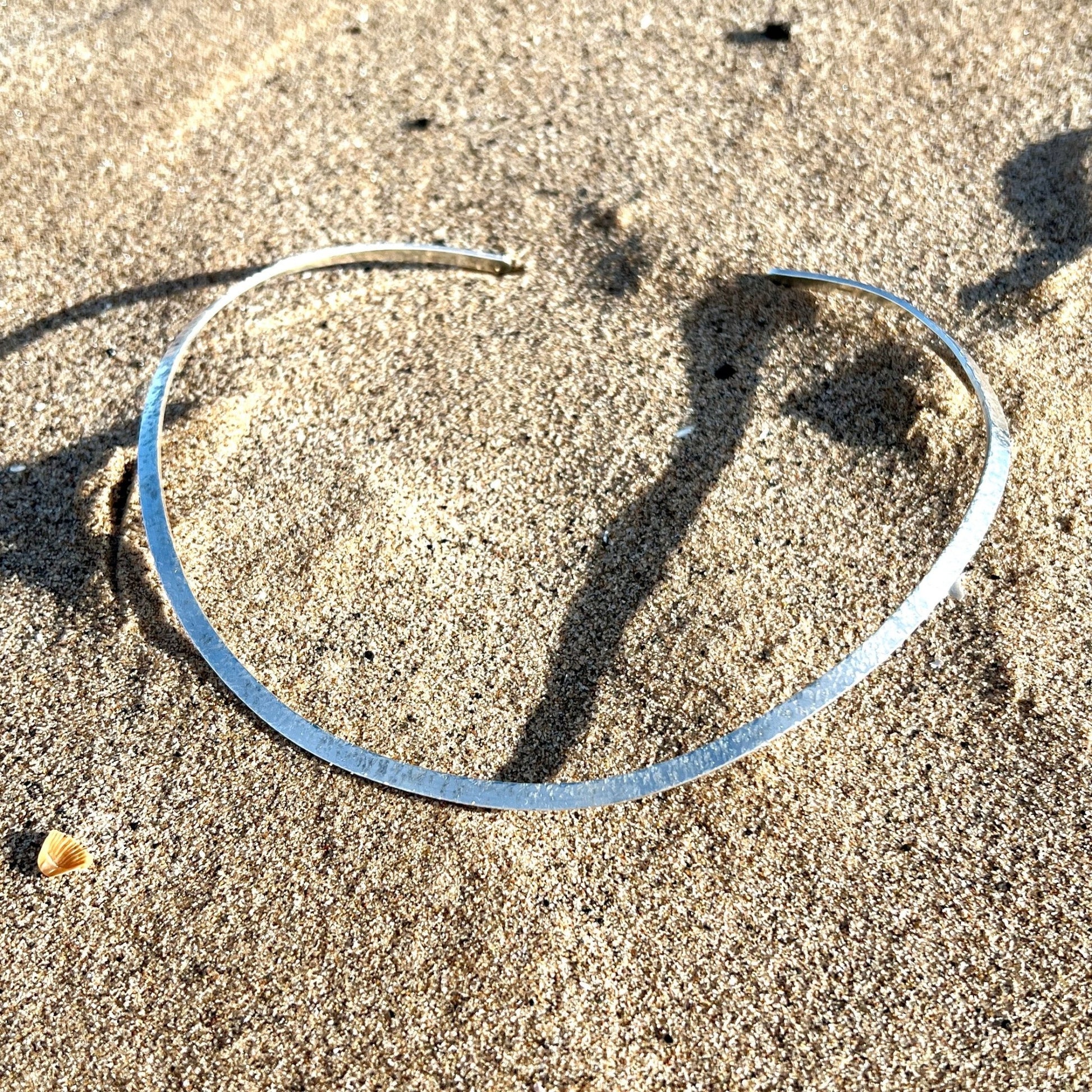 Six Elements Goddess - Silver Choker Necklace-  Silver Choker on a sand - 6 elements Studio