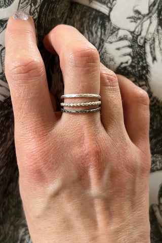 The Six Elements Goddess - Water Silver Stacking Beaded Ring
