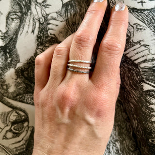 The Six Elements Goddess - Water Silver Stacking Beaded Ring- 6 elements Studio
