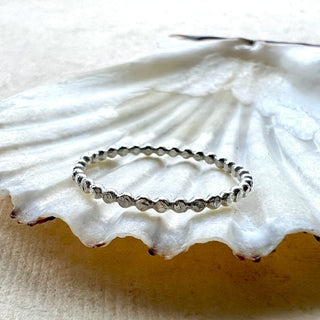 The Six Elements Goddess - Water Silver Stacking Beaded Ring