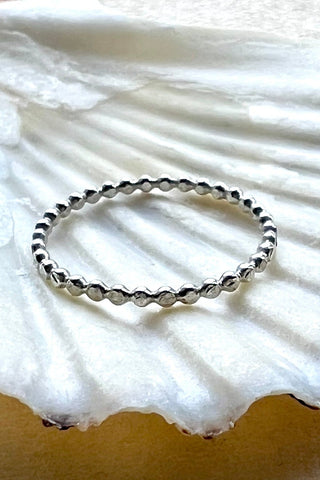 The Six Elements Goddess - Water Silver Stacking Beaded Ring- 6 elements Studio