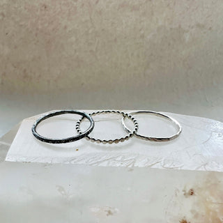 The Six Elements Goddess - Water Silver Stacking Beaded Ring- 6 elements Studio