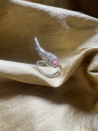 Feather &amp; Pink Zirconia Wing Ring - 6 elements Studio