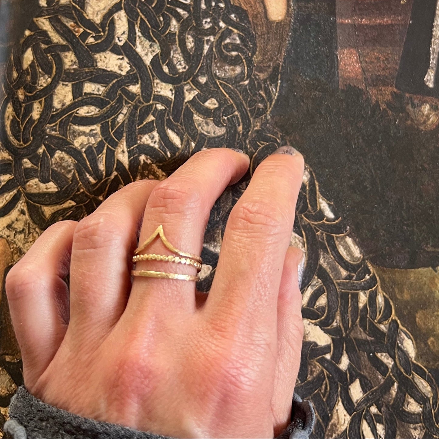 Golden Trinity – Elemental Ring Set Fire, Light and SpiritA radiant trio for passion, illumination, and divine connection.