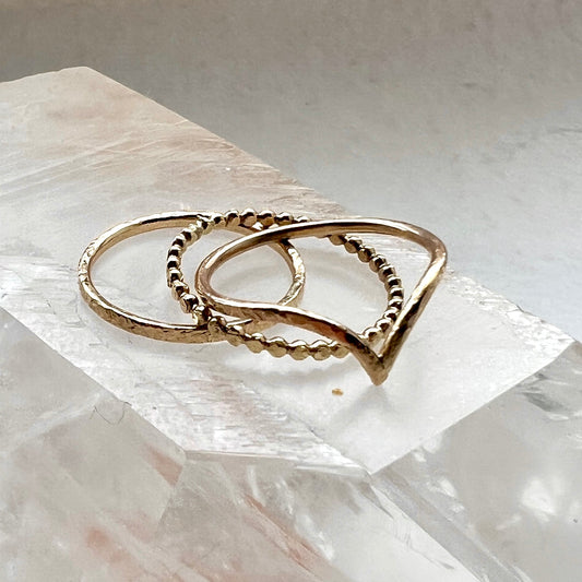 Golden Trinity – Elemental Ring Set Fire, Light and SpiritA radiant trio for passion, illumination, divine connection.