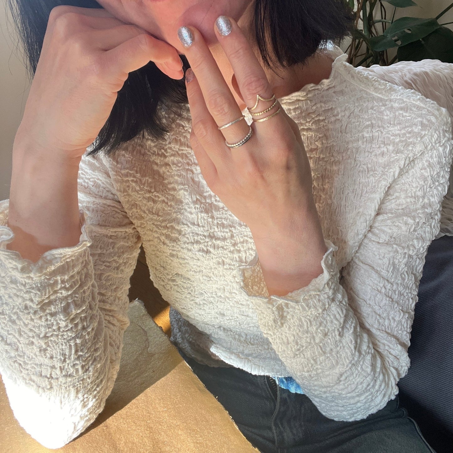 Golden Trinity – 9ct Gold Stacking Ring Set for Fire, Light and Spirit - 6 elements Studio