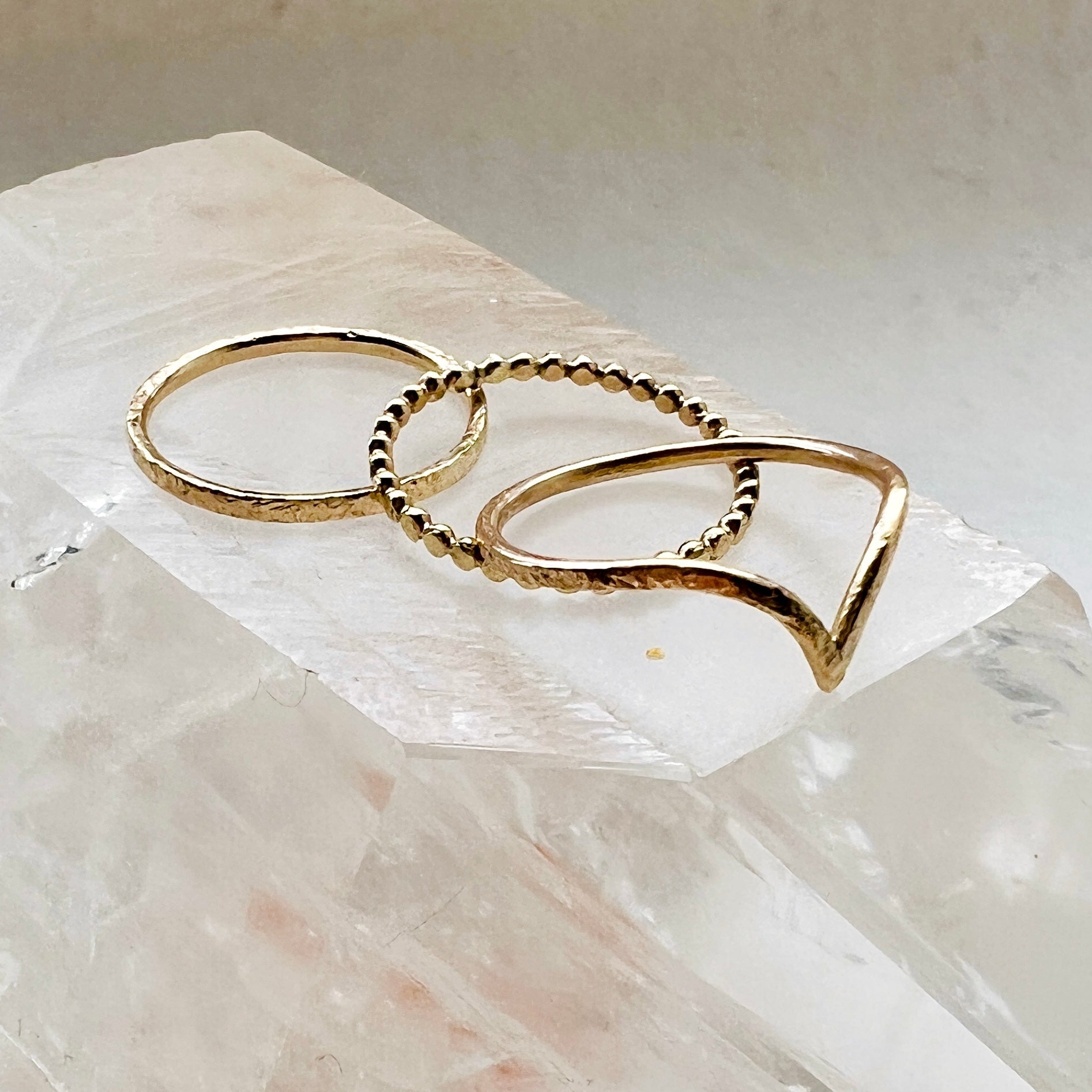 Golden Trinity – Elemental Ring Set Fire, Light and Spirit created in 9ct recycled gold- from 6 elements Studio