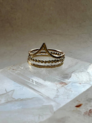 Golden Trinity – Elemental Ring Set Fire, Light and Spirit - 6 elements Studio
