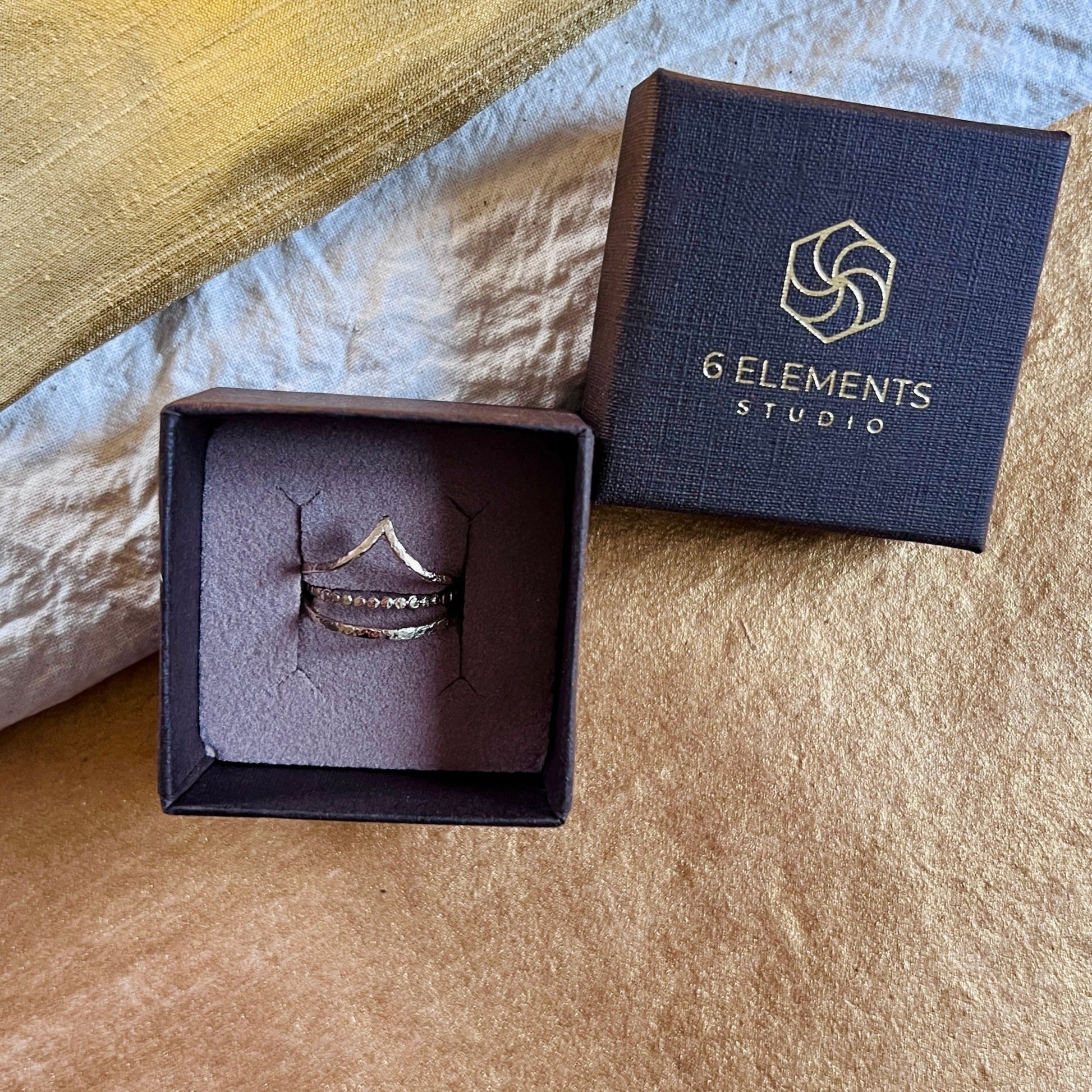 Golden Trinity – Elemental Ring Set Fire, Light and Spirit - 6 elements Studio