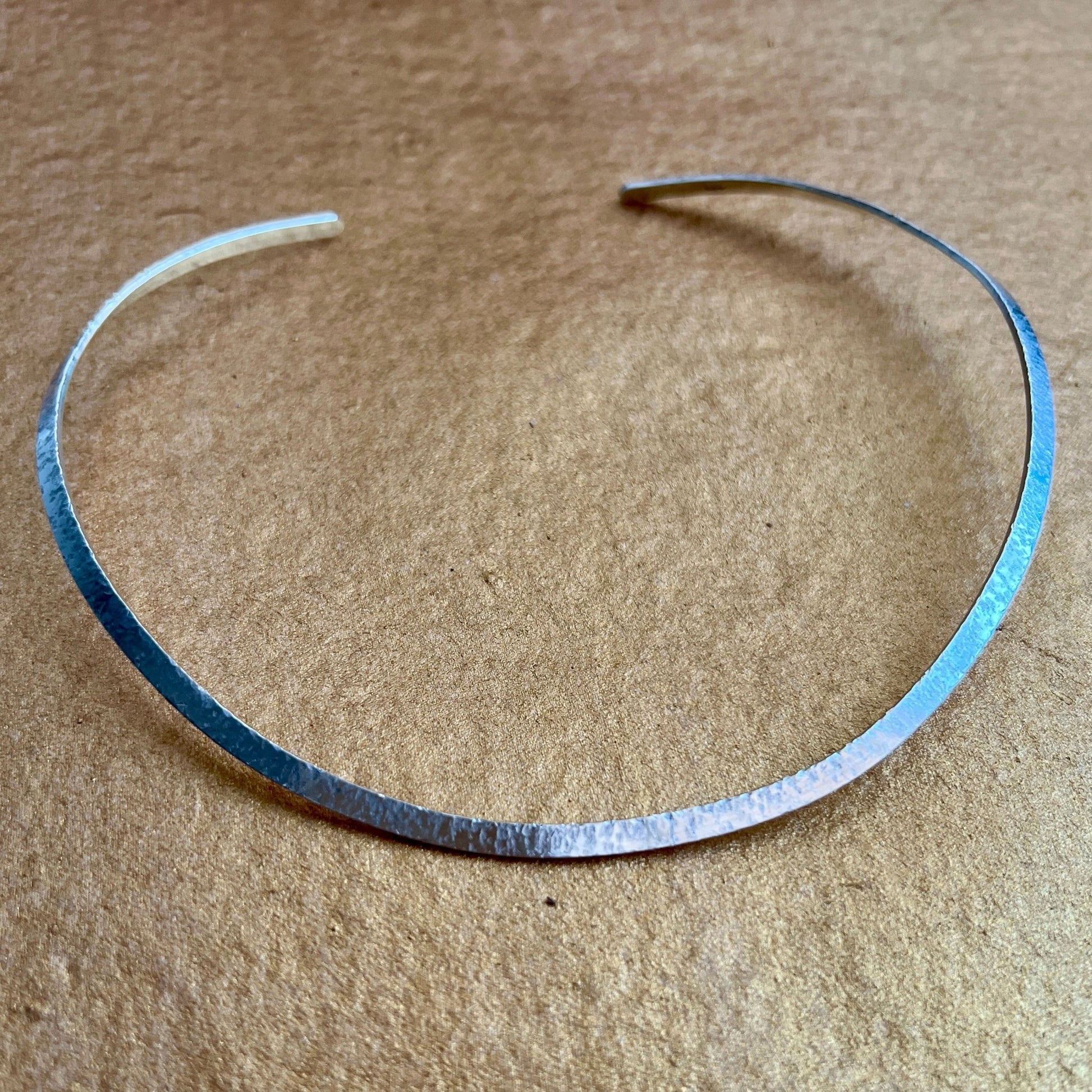 Six Elements Goddess - Silver Choker Necklace-  Silver Choker on golden background- 6 elements Studio