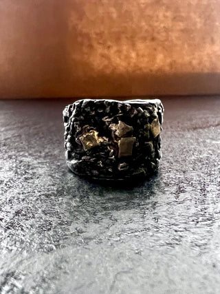 Light — The Maker Wide Band Ring in Silver & Gold Size T - 6 elements Studio