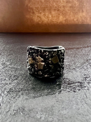Light — The Maker Wide Band Ring in Silver & Gold Size T - 6 elements Studio