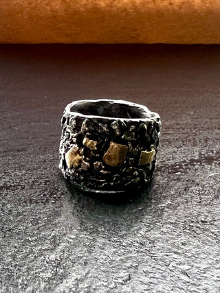 Light — The Maker Wide Band Ring in Silver & Gold size W