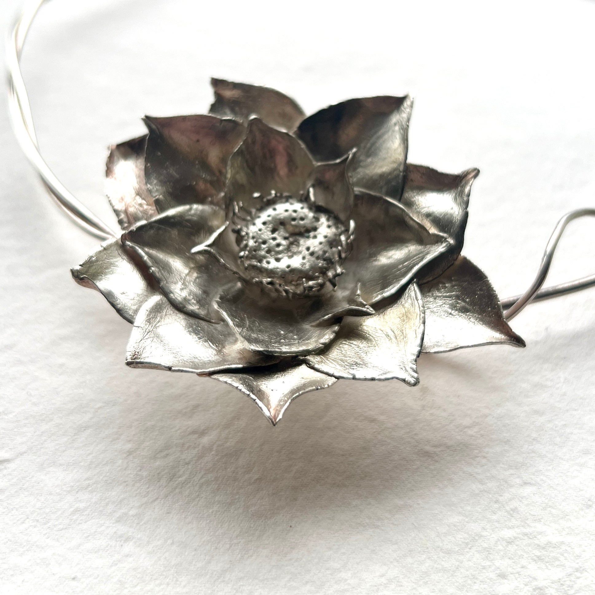 Lotus of Light: Silver Lotus Necklace - 6 elements Studio