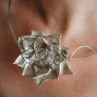 Lotus of Light: Silver Lotus Necklace - 6 elements Studio