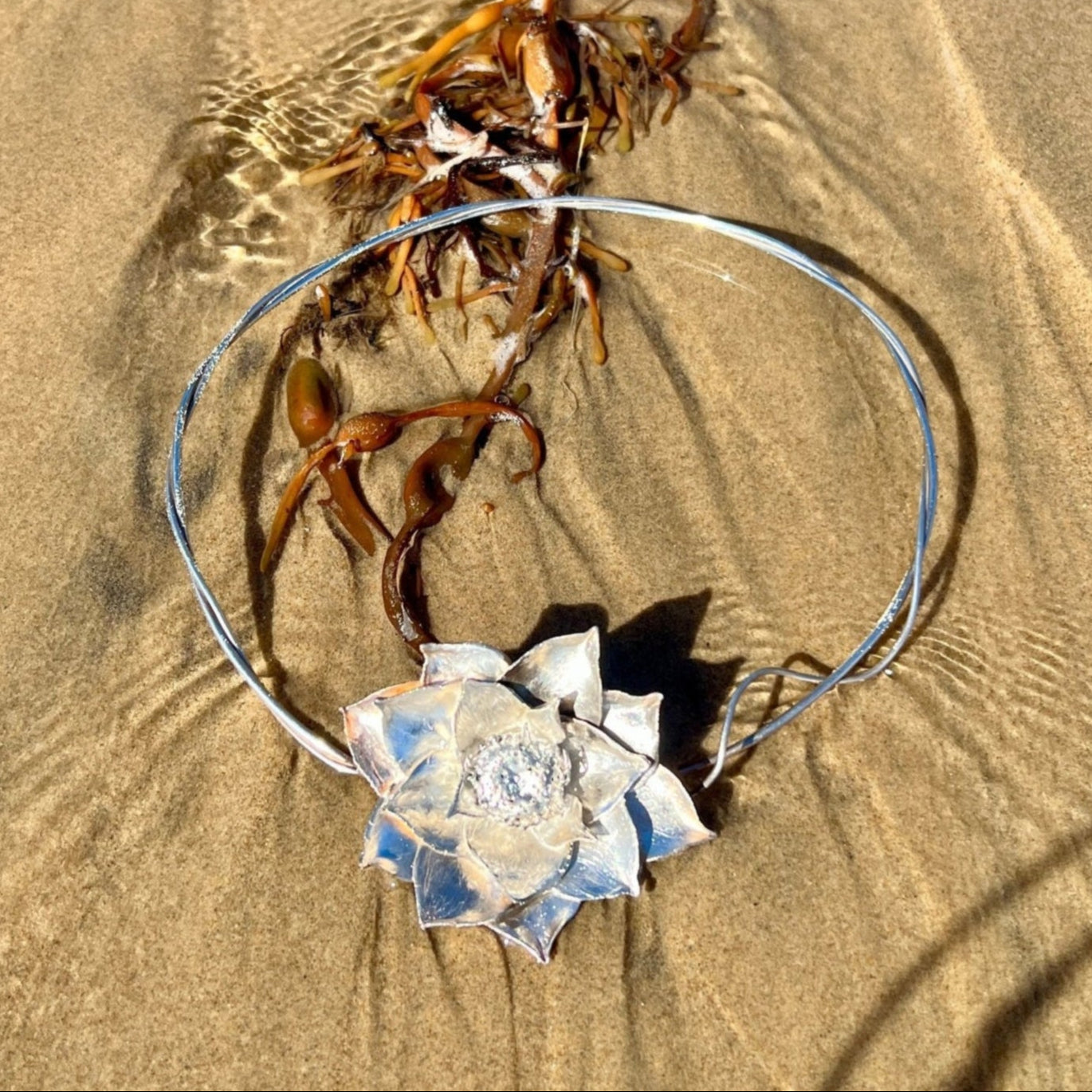 Lotus of Light: Silver Lotus Necklace - 6 elements Studio