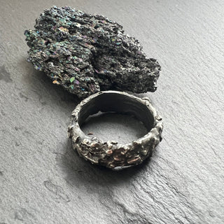 Mens Brutalist Silver Ring - 6 elements Studio