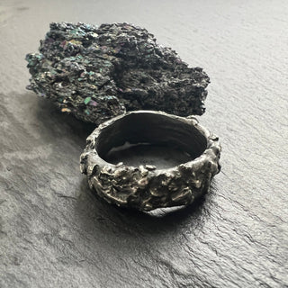 Fire & Air Organic Textured Silver Ring