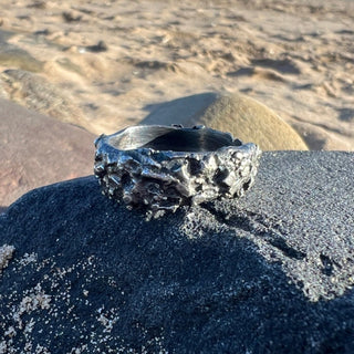 Mens Brutalist Silver Ring - 6 elements Studio