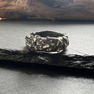 Mens Brutalist Silver Ring - 6 elements Studio