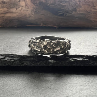 Mens Brutalist Silver Ring - 6 elements Studio