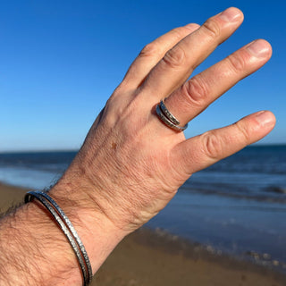 Men's Silver Hammered Adjustable Ring - 6 elements Studio