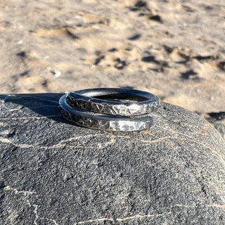 Silver textured wrap ring for men
