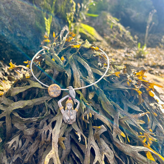 Moon Goddess with a Raven Silver Necklace : Mythic Goddess