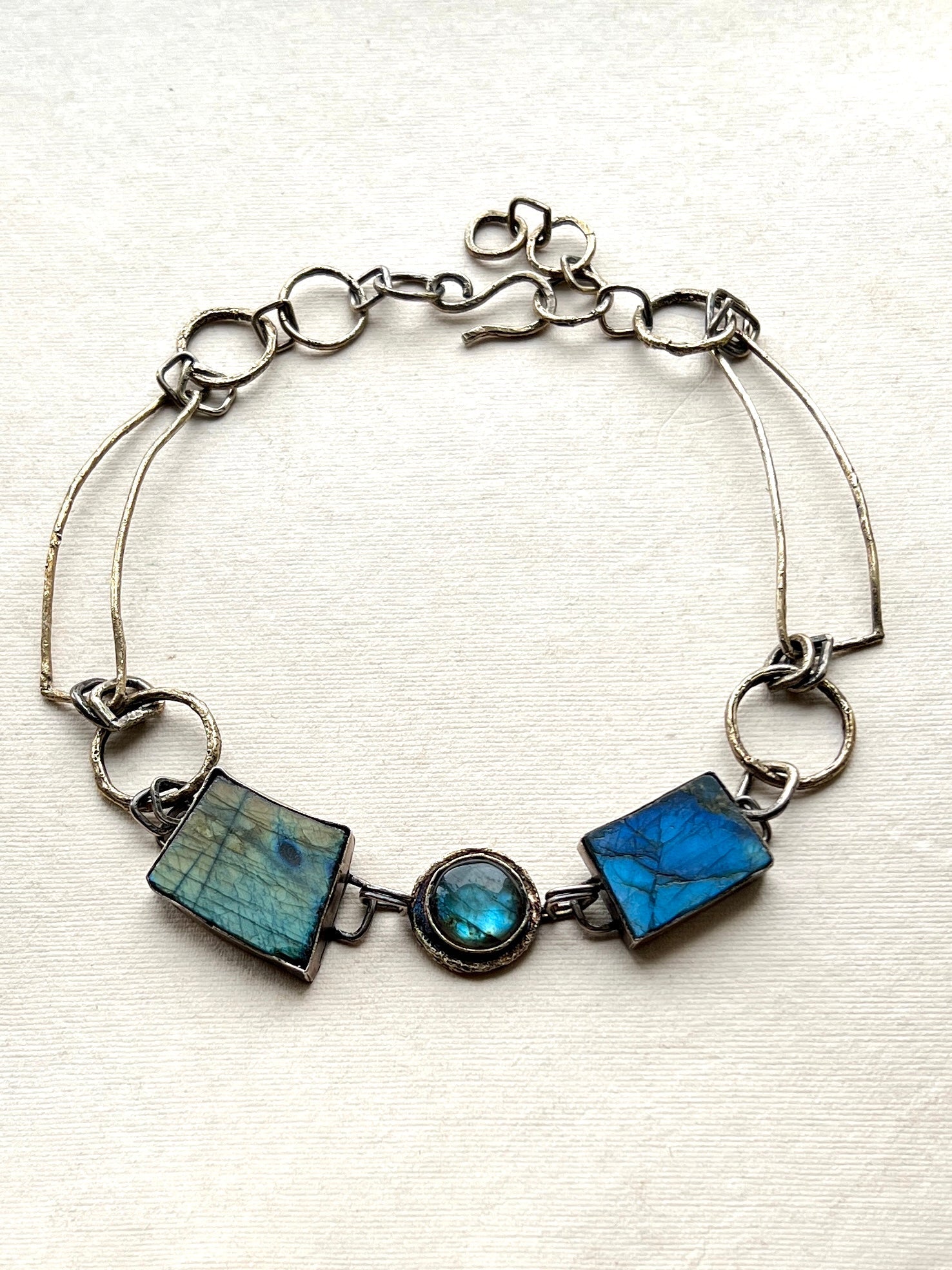 Ocean’s Whisper – One‑of‑a‑Kind Boho Statement Labradorite Necklace - 6 elements Studio