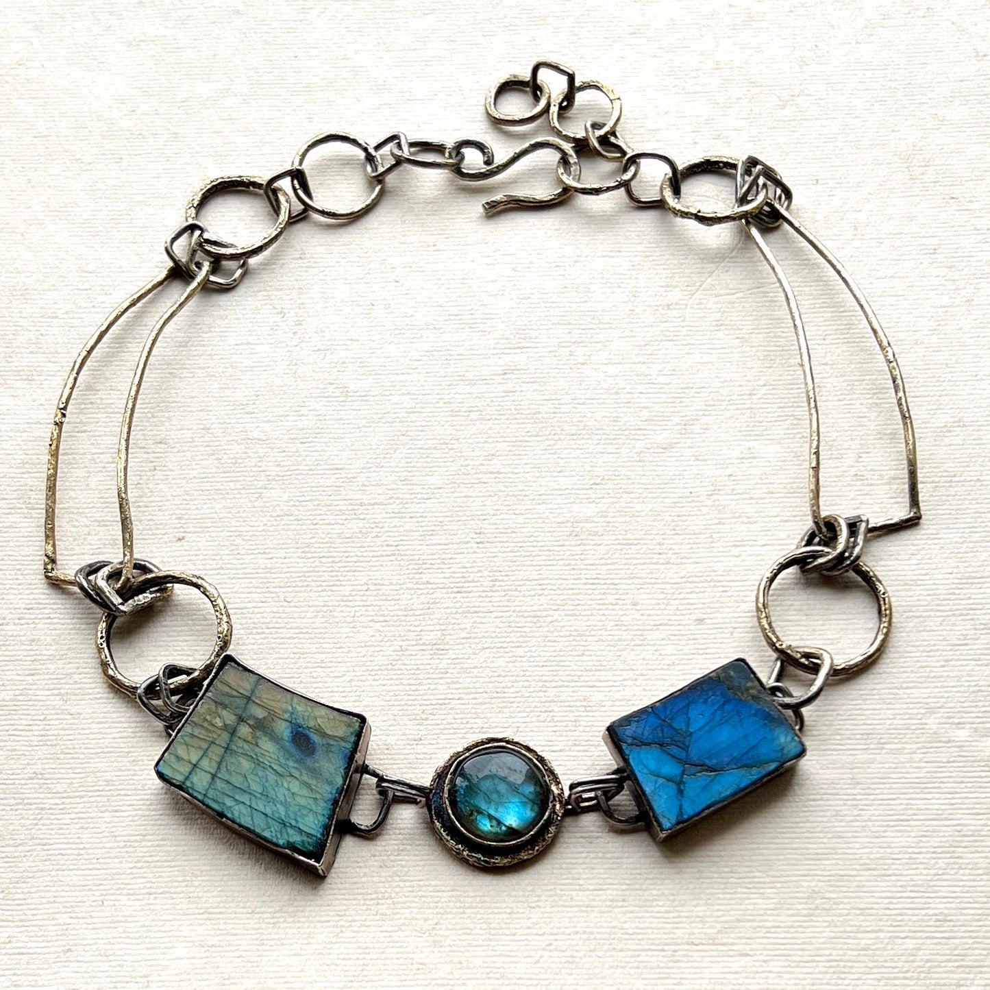 Ocean’s Whisper – One‑of‑a‑Kind Boho Statement Labradorite Necklace - 6 elements Studio