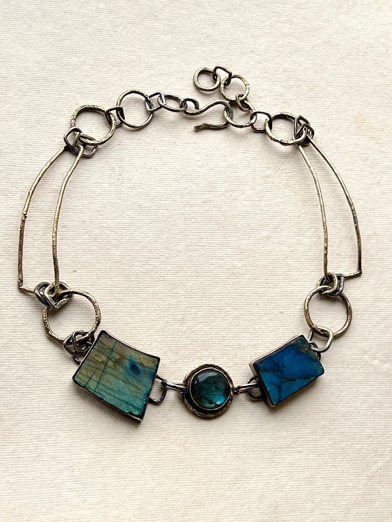 Ocean’s Whisper – One‑of‑a‑Kind Boho Statement Labradorite Necklace - 6 elements Studio
