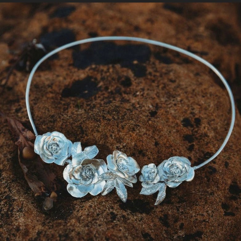 Whispers of the Wild Rose - Silver Rose Necklace