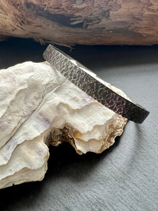 Personalised Textured Silver Bangle - Air & Fire - 6 elements Studio