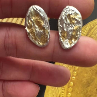 sterling silver textured organic cufflinks 