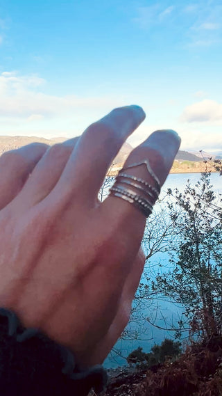 Sterling silver stacking rings on a hand video