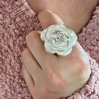 Rose Ring silver floral statement ring - 6 elements Studio
