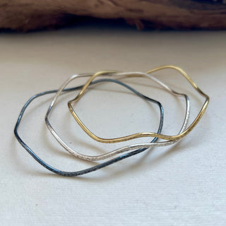 Silver Wavy Bangles Trio – Water, Fire and Spirit from 6 elements Studio