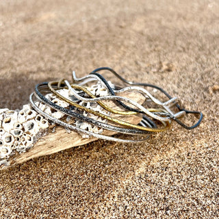 Silver Wavy Bangles Trio – Water, Fire and Spirit