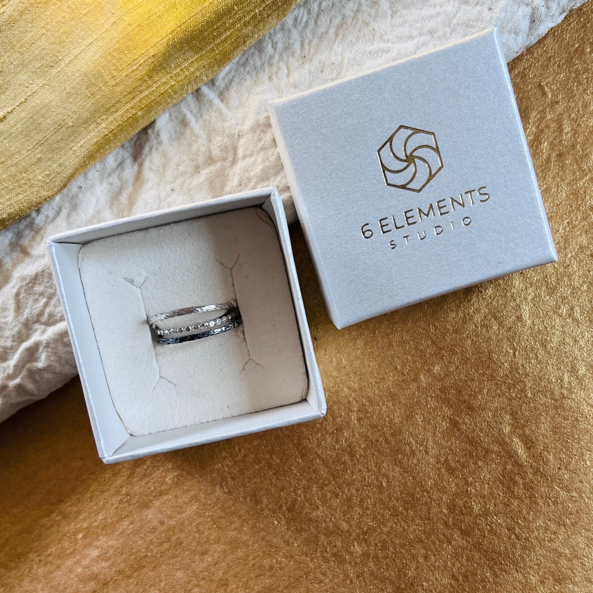 Silver Trinity – Elemental Ring Set: Earth, Water and Air - 6 elements Studio
