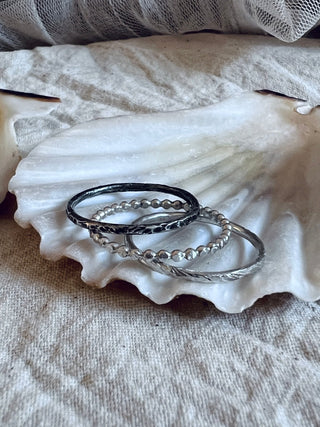 Silver Trinity – Elemental Ring Set: Earth, Water and Air - 6 elements Studio