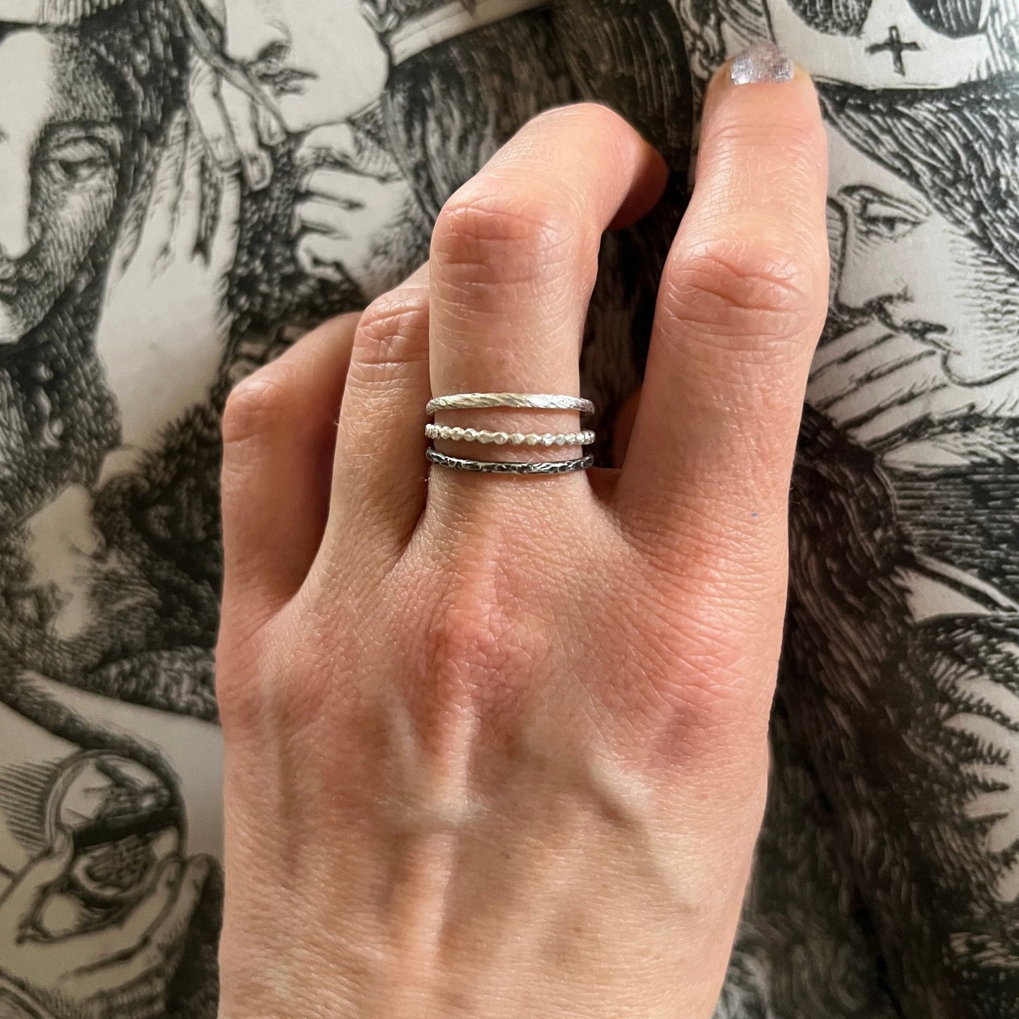 Silver Trinity – Elemental Ring Set: Earth, Water and Air - 6 elements Studio