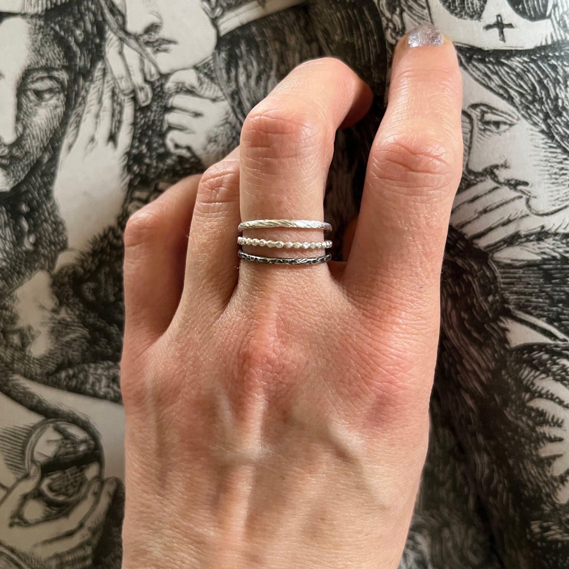 Silver Trinity – Elemental Ring Set: Earth, Water and Air - 6 elements Studio