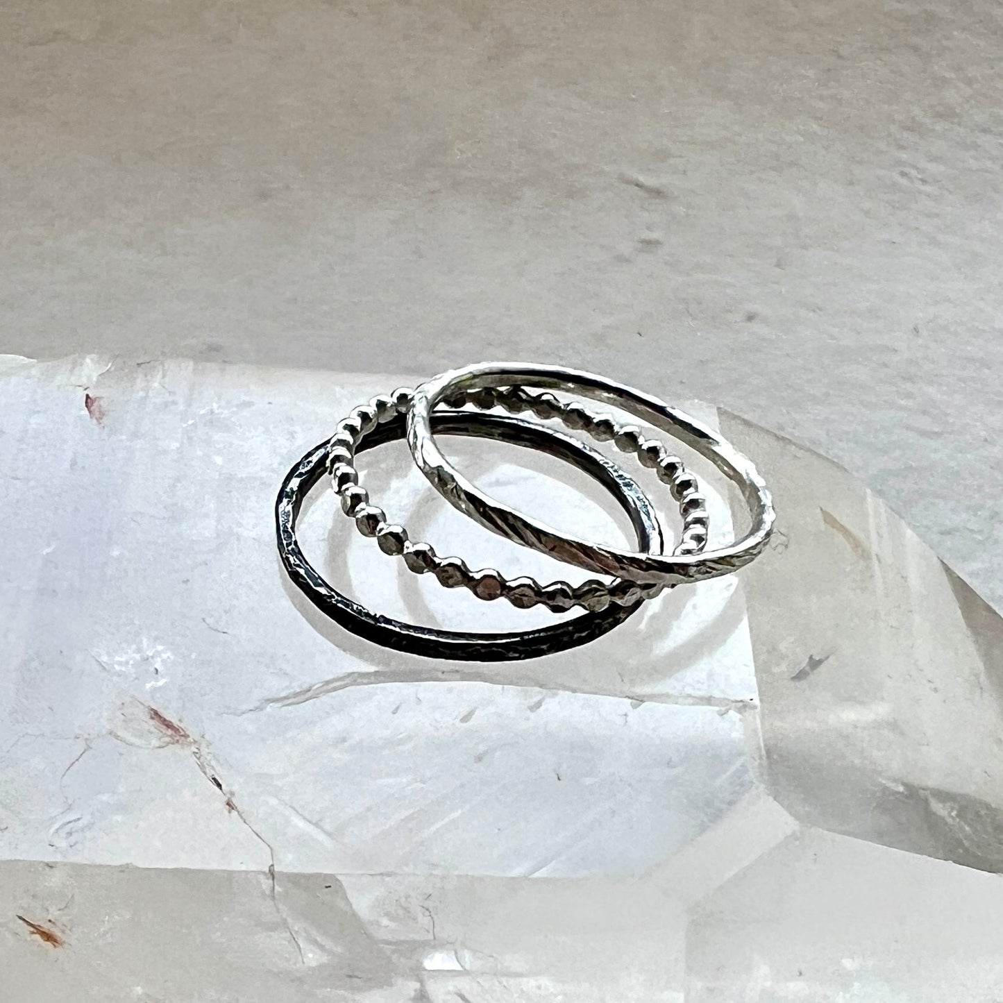 Silver Trinity – Elemental Ring Set: Earth, Water and Air from 6 elements Studio