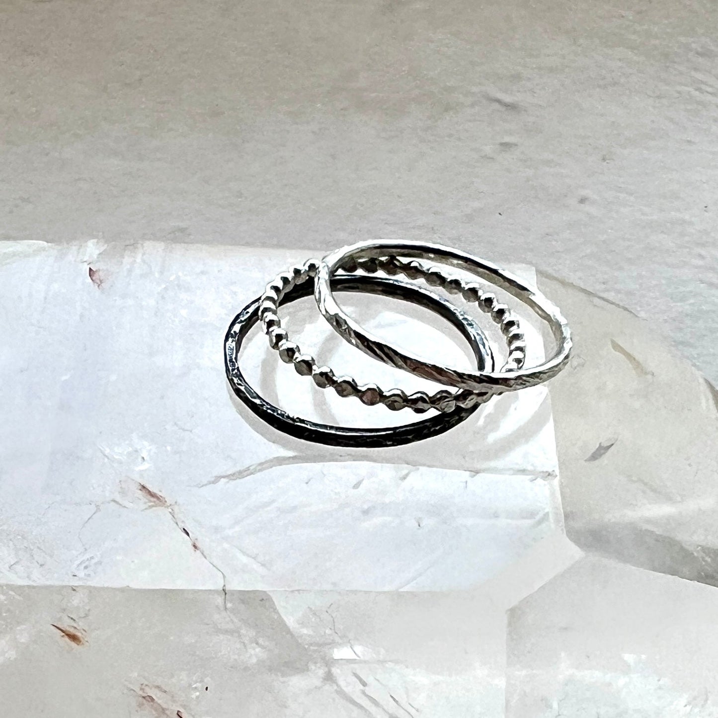 Silver Trinity – Elemental Stacking Ring Set for Earth, Water & Air - 6 elements Studio