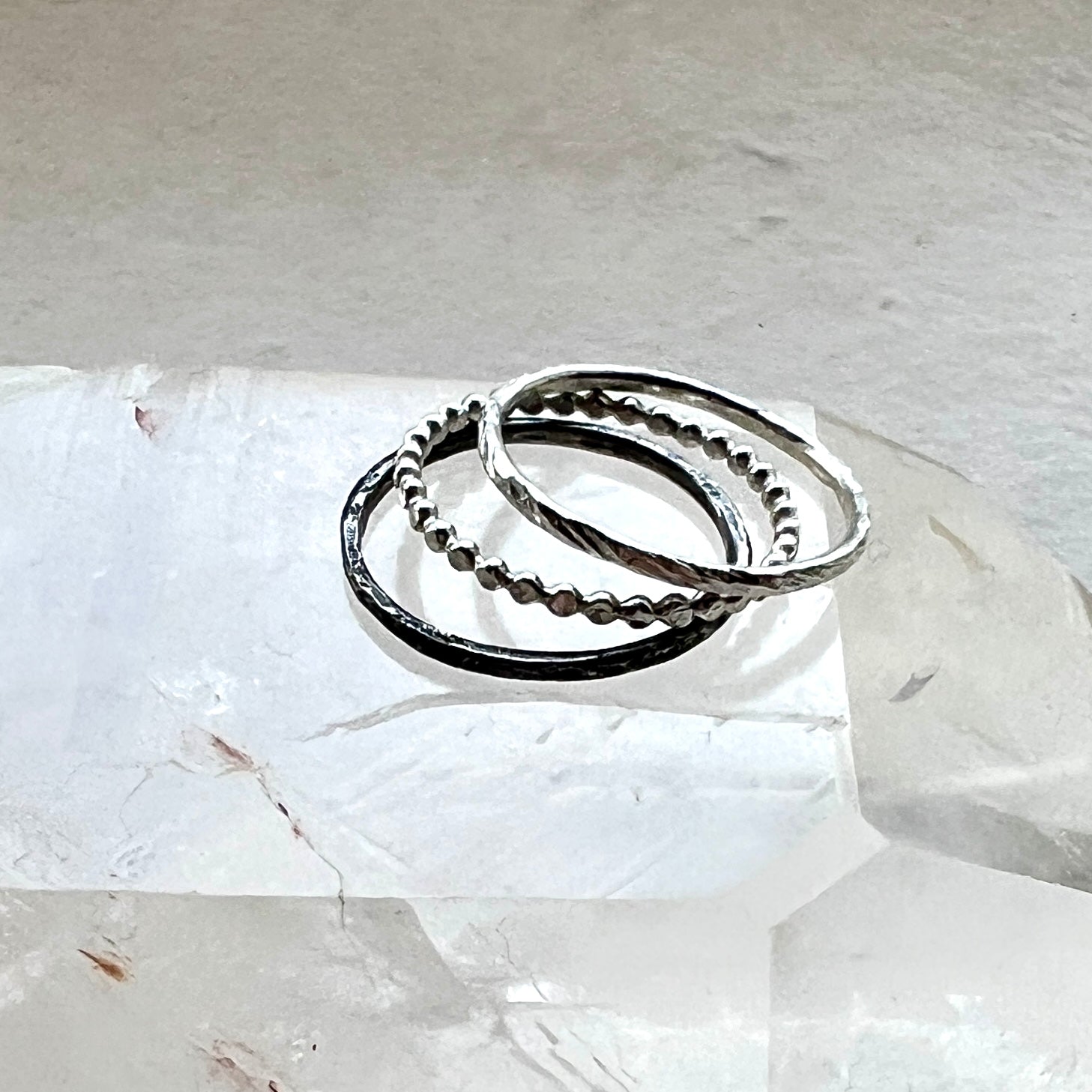 Silver Trinity – Elemental Stacking Ring Set for Earth, Water & Air - 6 elements Studio