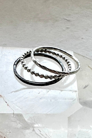 Silver Trinity – Elemental Stacking Ring Set for Earth, Water & Air - 6 elements Studio