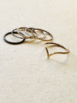Six Elements Goddess – Stacking Ring Set in 9ct Gold &Silver - 6 elements Studio